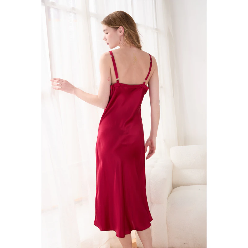 Long Close Fit Silk Night Dress for Women