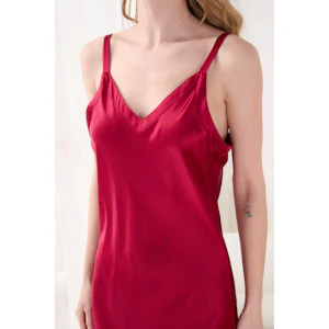 Long Close Fit Silk Night Dress for Women