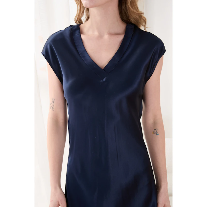 Long Relaxed Fit Silk Night Dress for Women